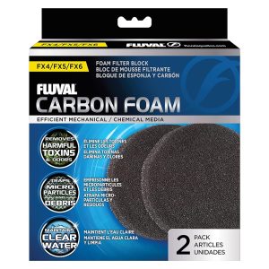 Fluval FX Carbon Foam Substitute Filter Media for Aquariums, 2-Pack, A249, White